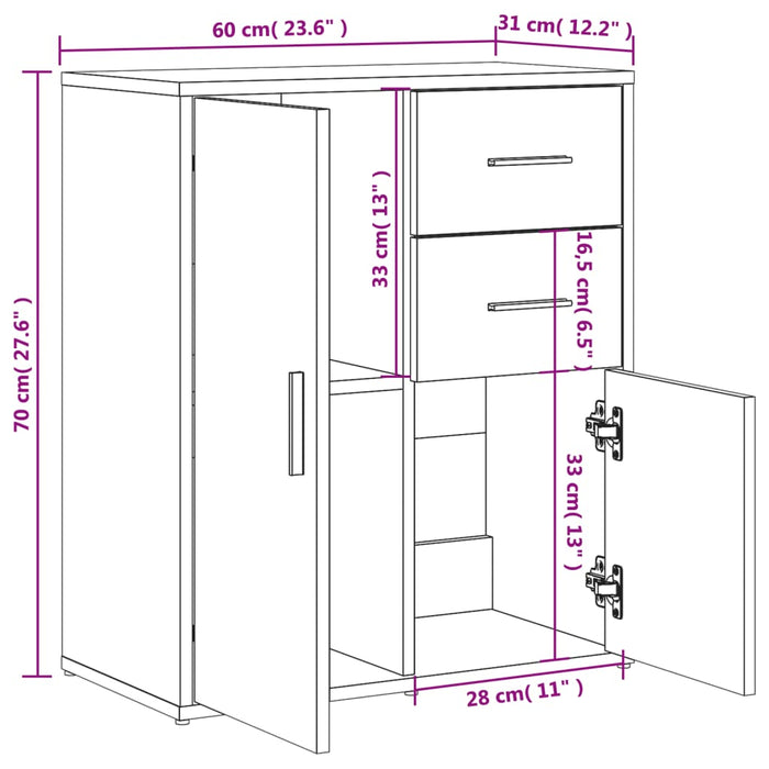 Dressoir 60X31X70 Cm Bewerkt Hout Ig