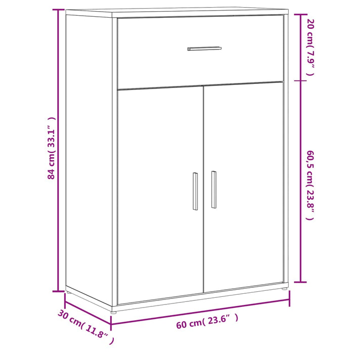 Dressoir 60X30X84 Cm Bewerkt Hout Wit