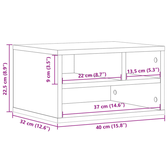 Printerkastje 40X32X22,5 Cm Bewerkt Hout Kleurig