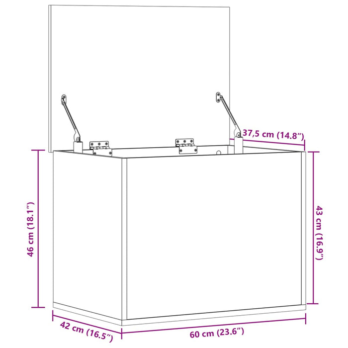 Opbergbox 60X42X46 Cm Bewerkt Hout Betongrijs