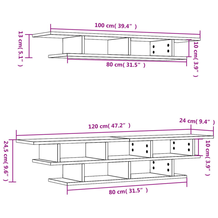 Tv-Wandmeubelset Bewerkt Hout Kleurig