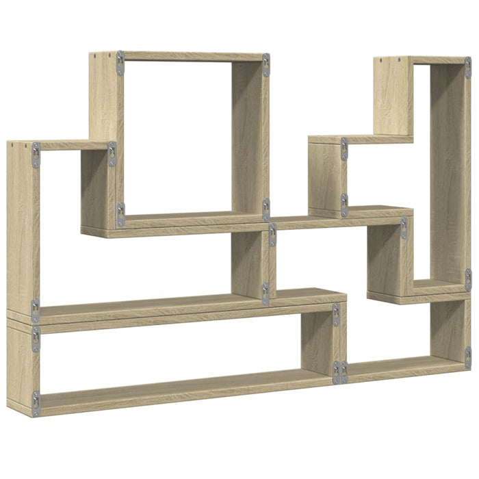 Wandschap 96X12X64 Cm Bewerkt Hout Kleurig