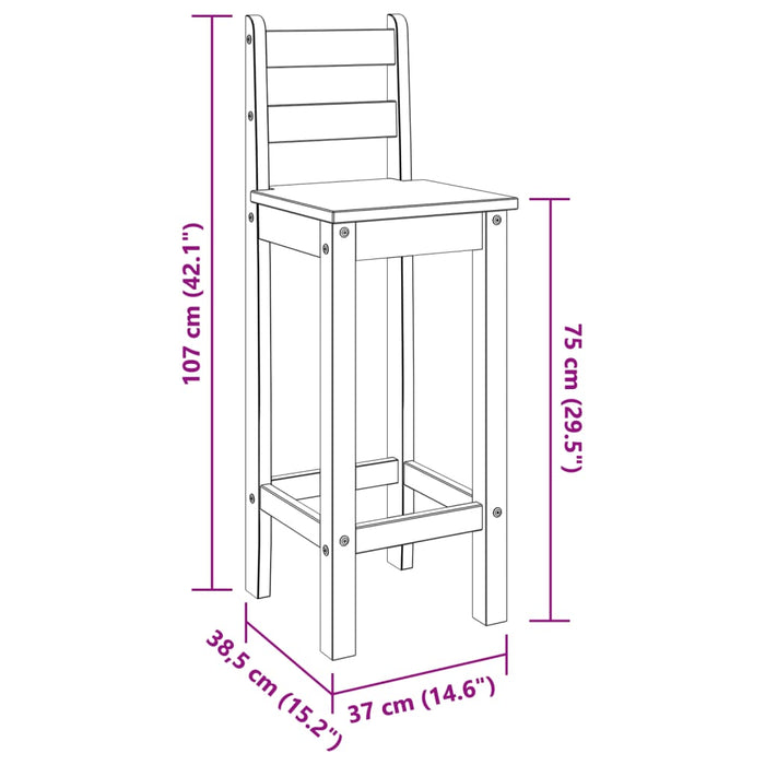 Barstoelen 2 St Massief Grenenhout