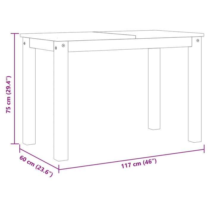 Eettafel Panama 117X60X75 Cm Massief Grenenhout