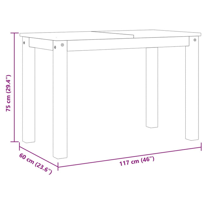 Eettafel Panama 117X60X75 Cm Massief Grenenhout Grijs