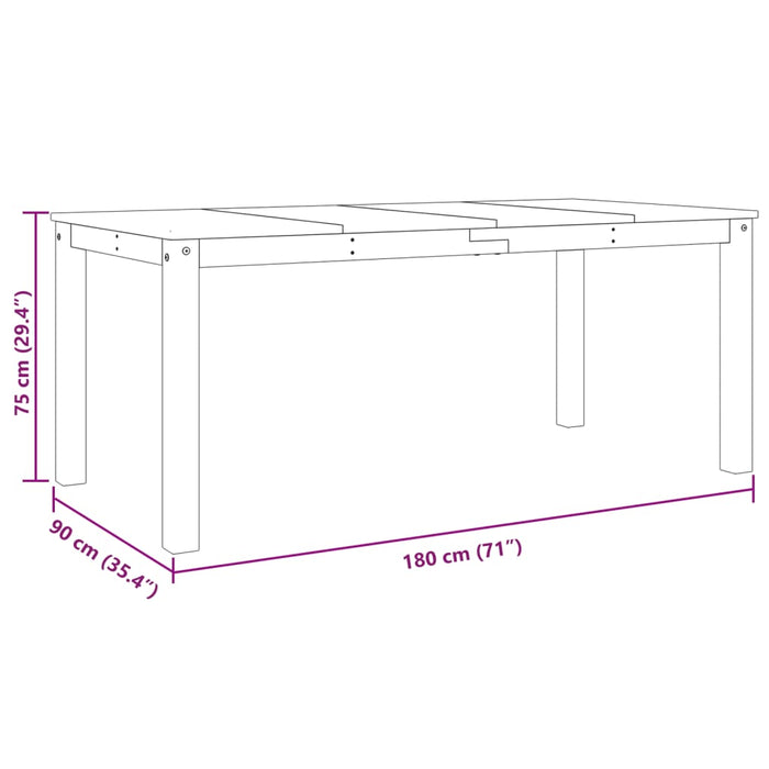 Eettafel Panama 180X90X75 Cm Massief Grenenhout Grijs