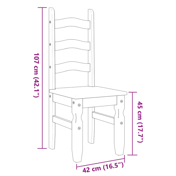 Eetkamerstoelen 2 St Corona 42X47X107 Cm Grenenhout Grijs Bruin