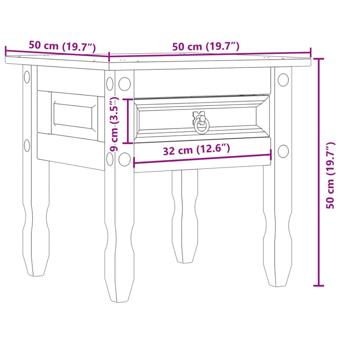 Bijzettafel Corona 50X50X50 Cm Massief Grenenhout Zwart En Wit