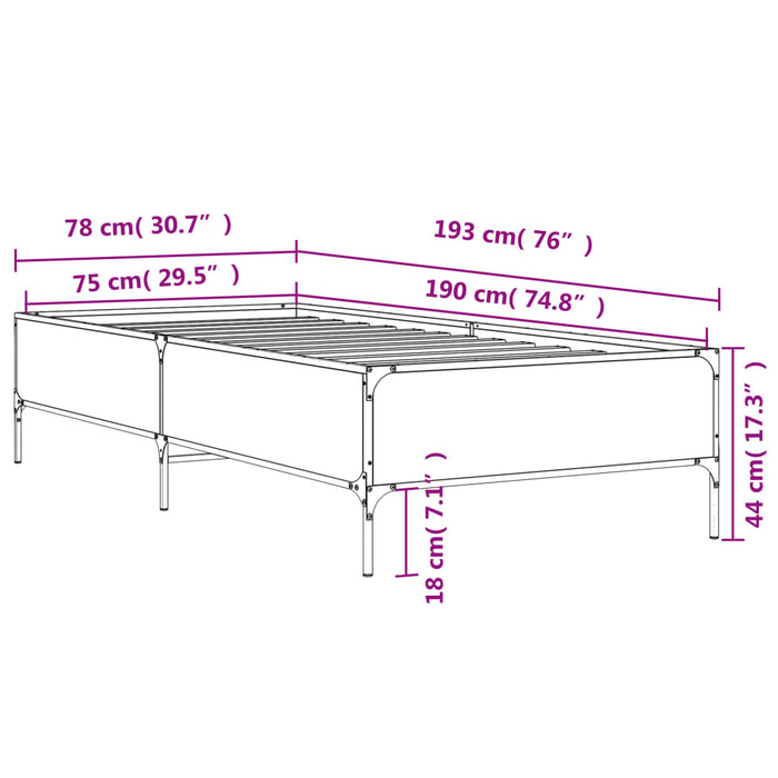 Bedframe Bewerkt Hout En Metaal Zwart