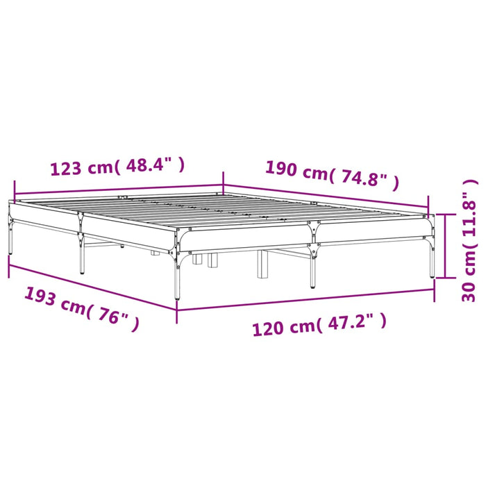 Bedframe Bewerkt Hout Metaal Kleurig Sonoma Eiken