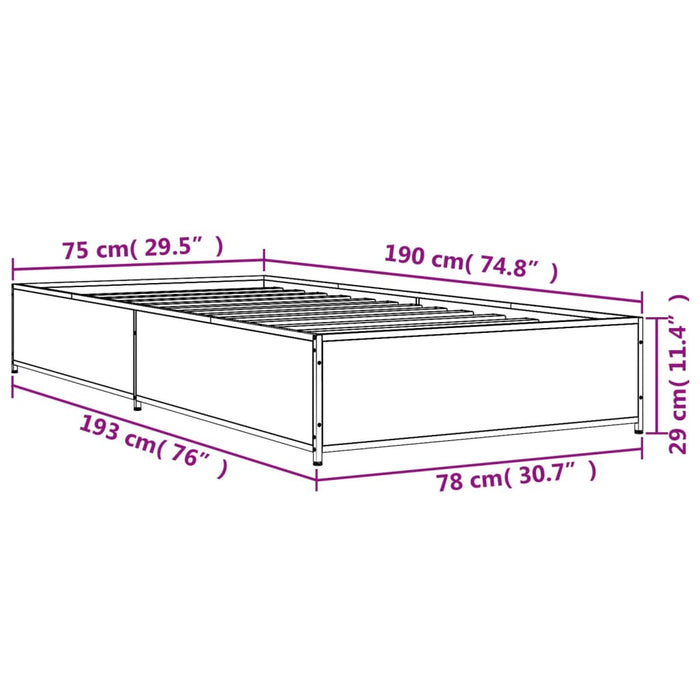 Bedframe Bewerkt Hout En Metaal Zwart