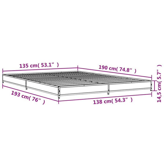 Bedframe Bewerkt Hout Metaal Bruin Eikenkleur