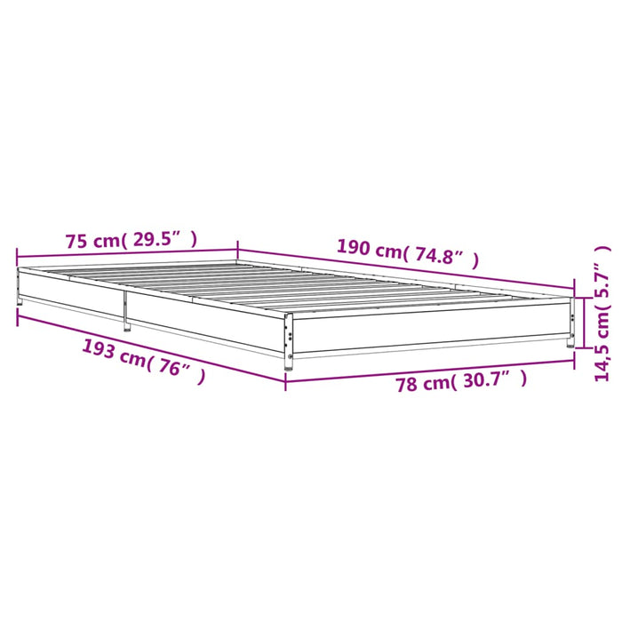 Bedframe Bewerkt Hout En Metaal Kleurig Sonoma Eiken