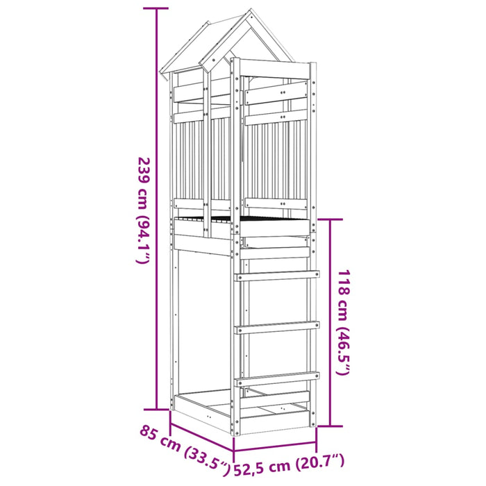 Speeltoren 85X52,5X239 Cm Massief Grenenhout