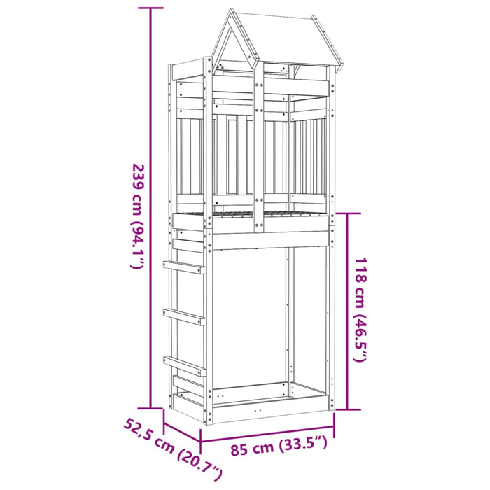 Speeltoren 85X52,5X239 Cm Massief Grenenhout