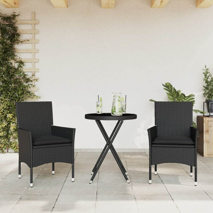 3-Delige Bistroset Met Kussens Poly Rattan En Acaciahout