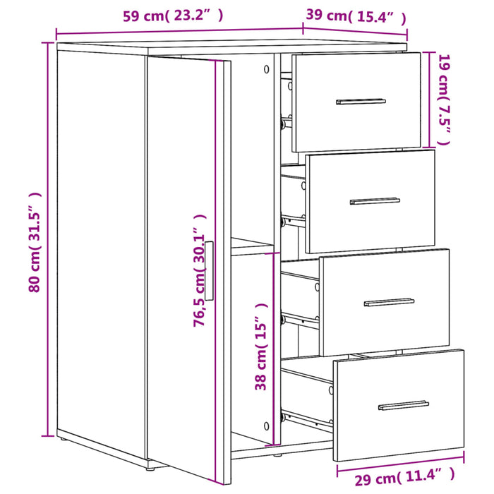 Dressoirs 2 St 59X39X80 Cm Bewerkt Hout