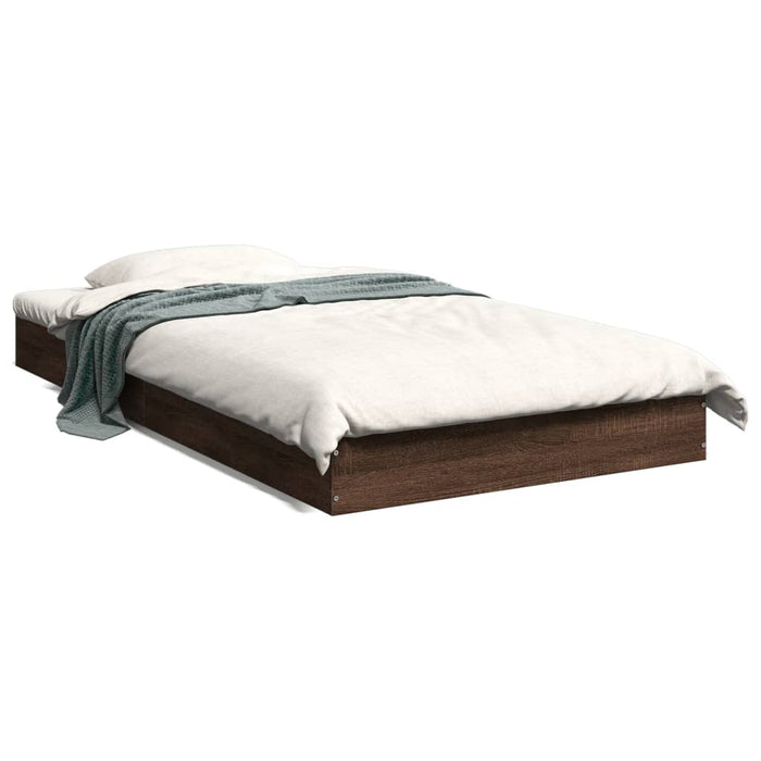 Bedframe Bewerkt Hout Bruin Eikenkleur