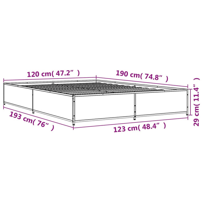 Bedframe Bewerkt Hout Metaal Kleurig Gerookt Eiken