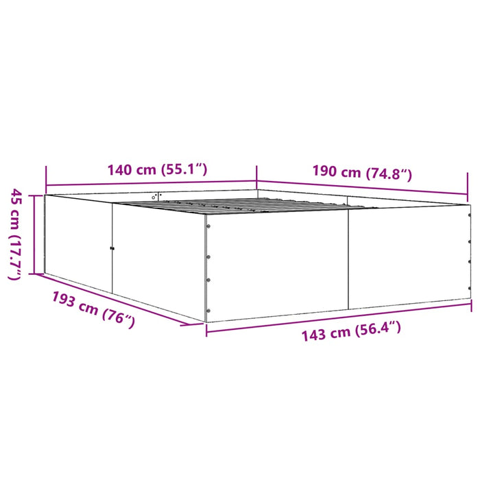 Bedframe Bewerkt Hout Kleurig 90X190 Cm Sonoma Eiken