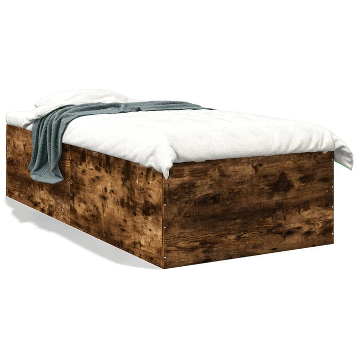 Bedframe Bewerkt Hout Kleurig Gerookt Eiken