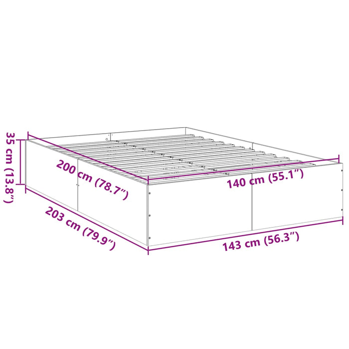 Bedframe Bewerkt Hout Eikenkleurig Grijs Sonoma