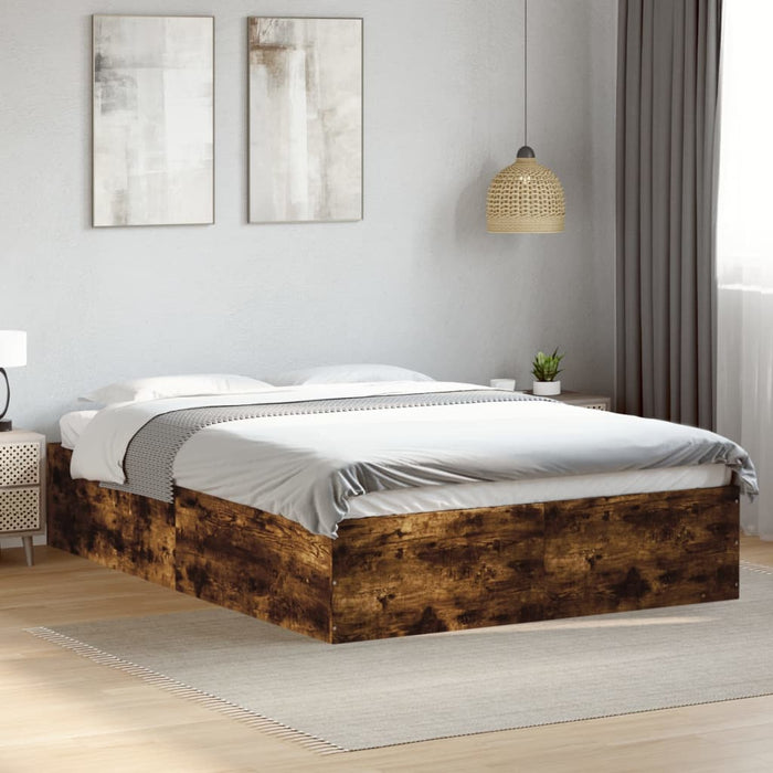 Bedframe Bewerkt Hout Kleurig Gerookt Eiken