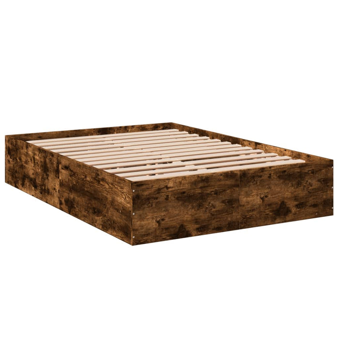 Bedframe Bewerkt Hout Kleurig Gerookt Eiken