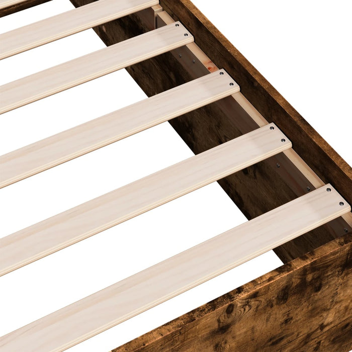 Bedframe Bewerkt Hout Kleurig Gerookt Eiken