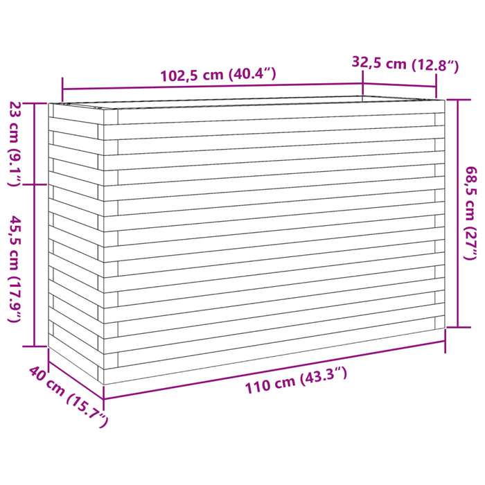 Plantenbak 110X40X68,5 Cm Massief Grenenhout Wasbruin