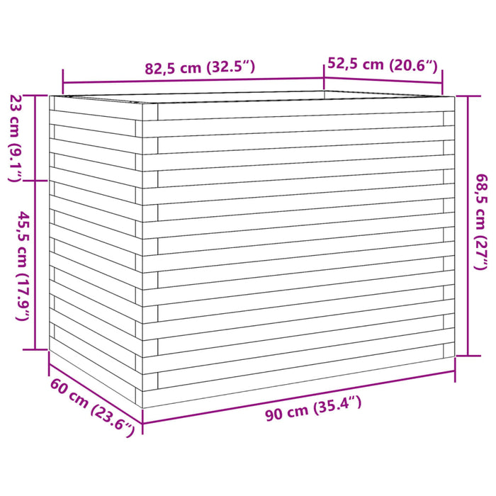 Plantenbak 90X60X68,5 Cm Massief Grenenhout Natuurlijk Grenenhout