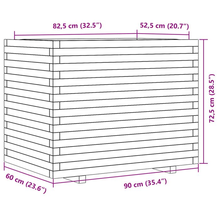 Plantenbak 90X60X72,5 Cm Massief Grenenhout Wit