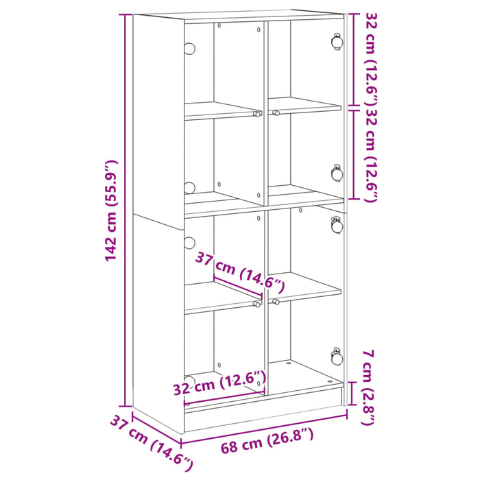 Hoge Kast Met Deuren 68X37X142 Cm Bewerkt Hout Sonoma Eiken