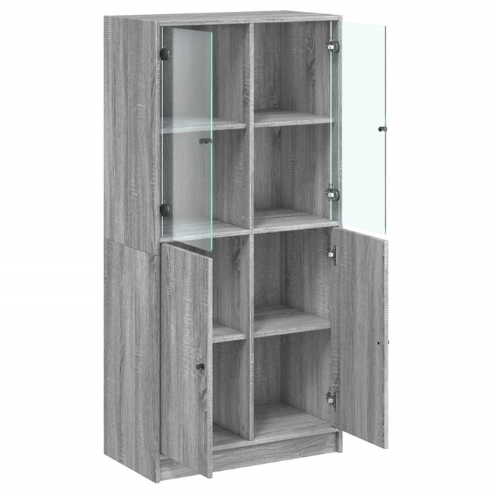 Hoge Kast Met Deuren 68X37X142 Cm Bewerkt Hout Grijs Sonoma