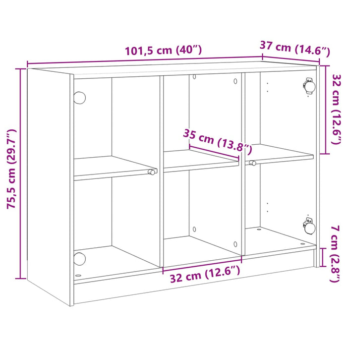 Dressoir 102X37X75,5 Cm Bewerkt Hout Zwart