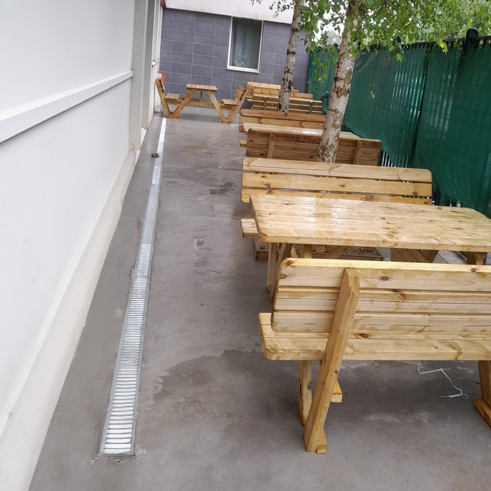 Picknicktafel 140 cm KING ® / 4cm dikte met rugleuningen