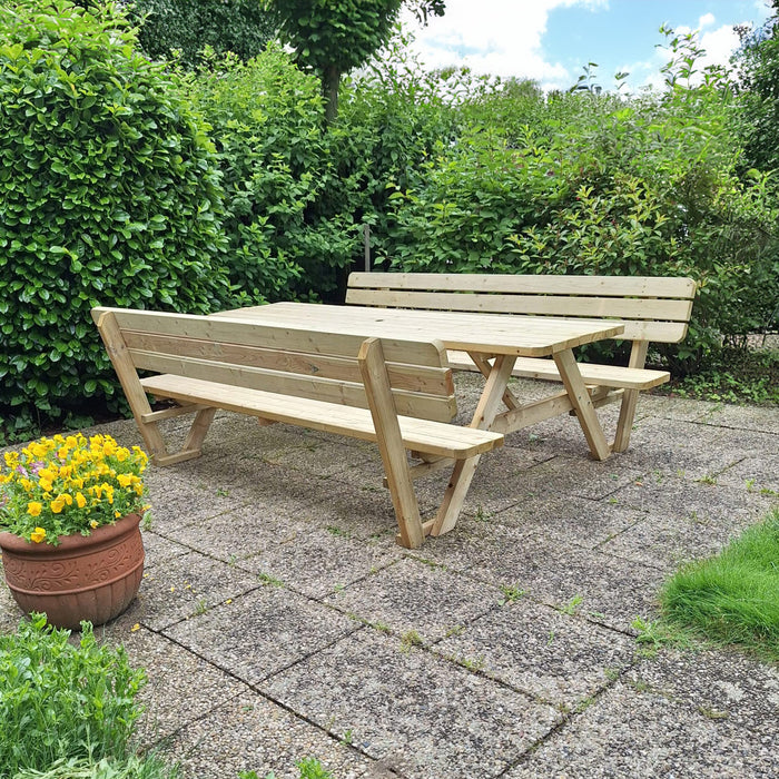 Picknicktafel 240 cm KING ® / 4 cm dikte met rugleuningen