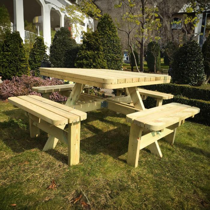 Grote vierkante picknicktafel voor campings