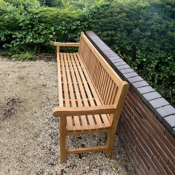 Gartenbank aus Teakholz, 3 Beine (250 x 91 cm), Norwich – 6 cm Beinstärke